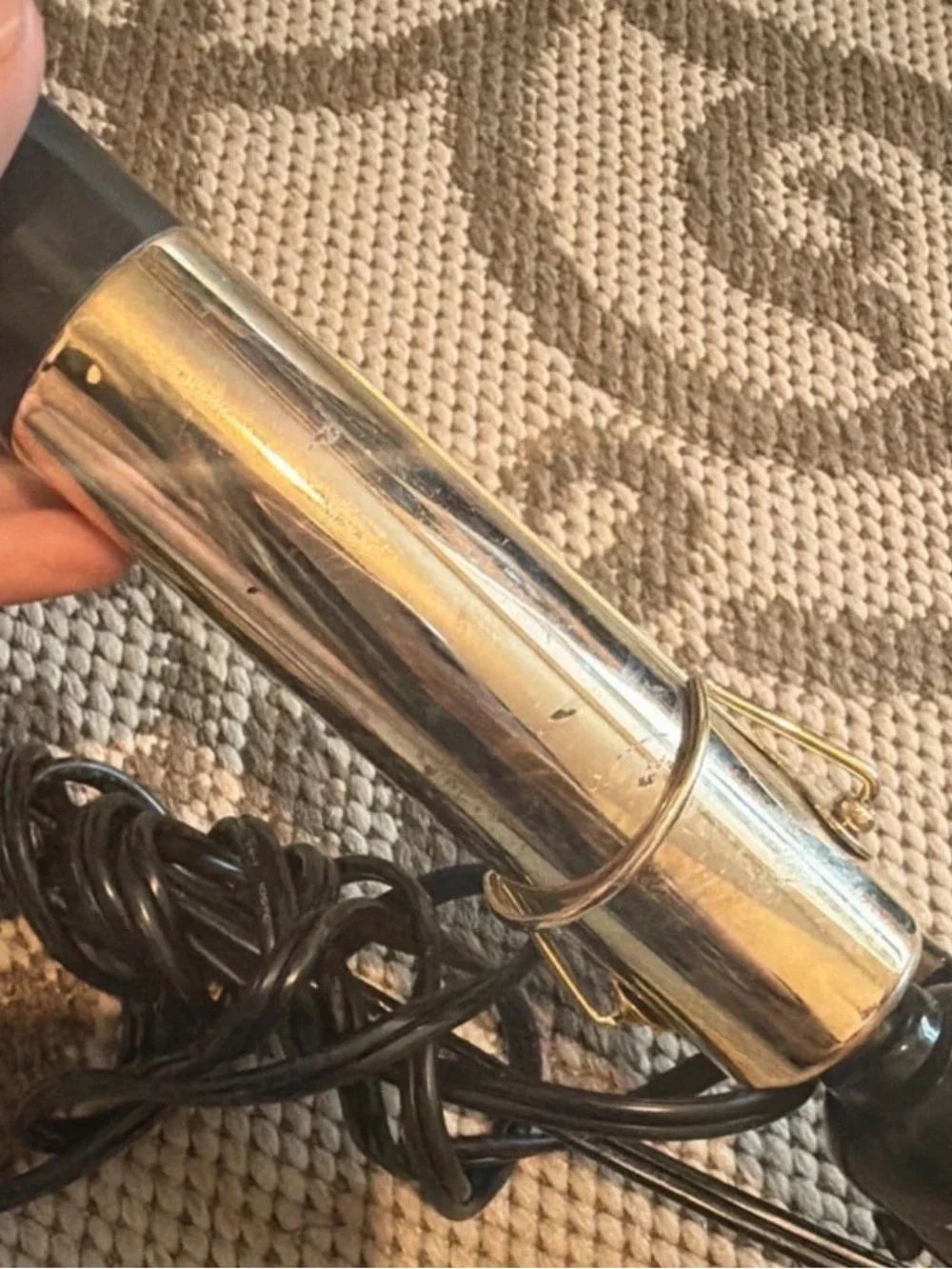 Gold and Black Curling Iron with Clamp - Unbranded